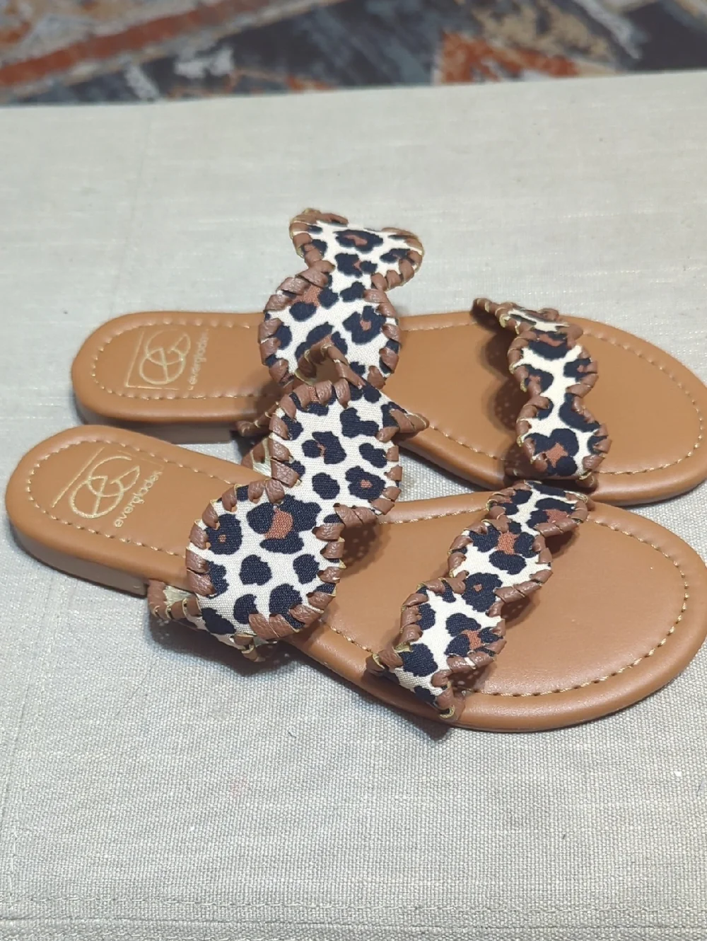 EvergladesMimi 10 Double Strap Leopard Multi-color Sandals‎